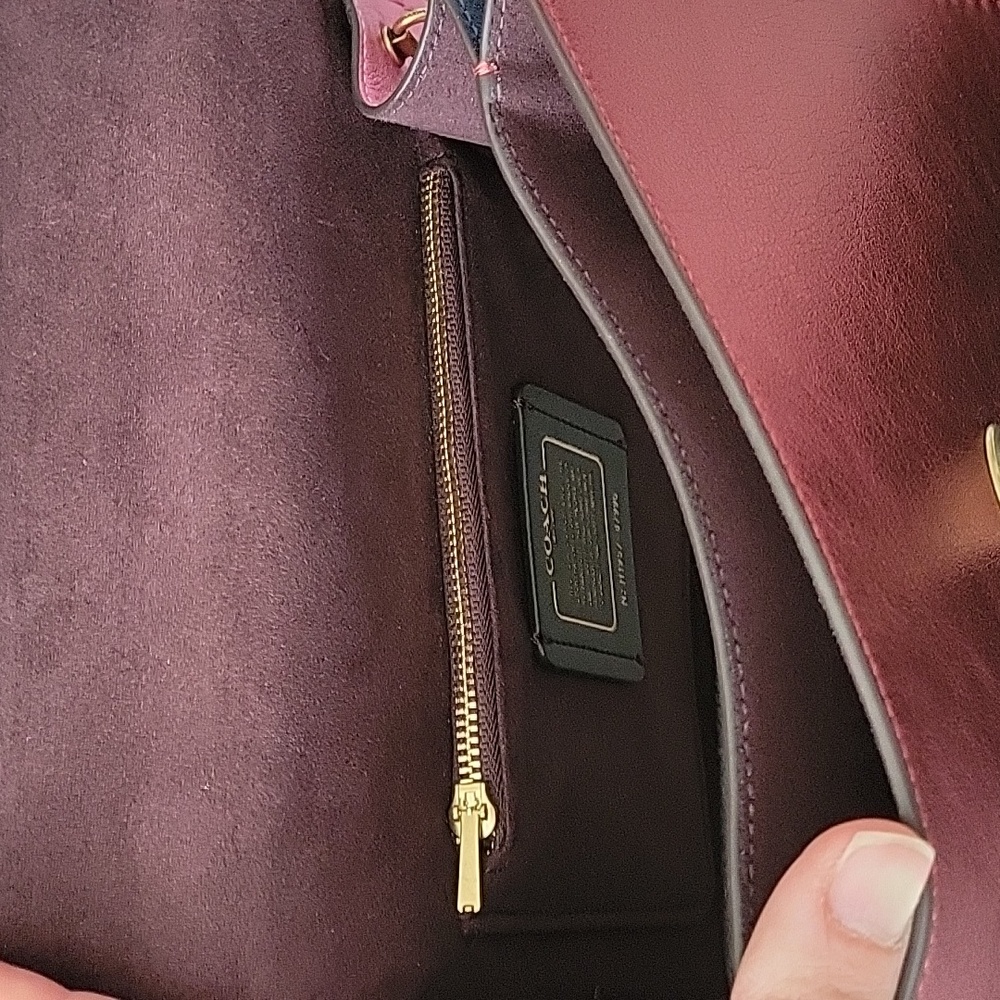 COACH PARKER Metallic Color Block Purple Leather Top Handle Crossbody Set EUC - Picture 11 of 11